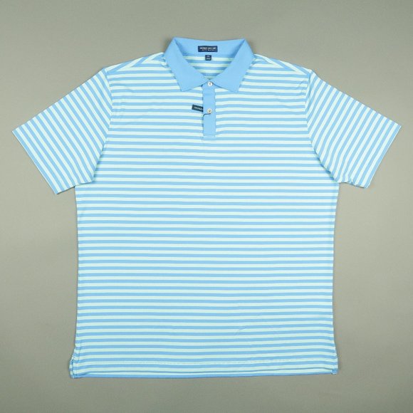 Peter Millar Crown Bass Performance Jersey Polo Shirt Baltic Blue Sea Sage 2XL - Picture 2 of 8